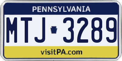 PA license plate MTJ3289
