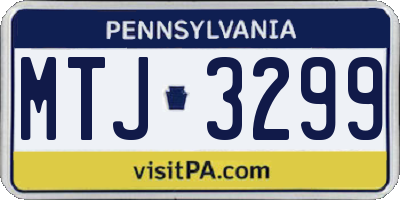 PA license plate MTJ3299