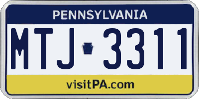 PA license plate MTJ3311