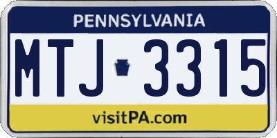 PA license plate MTJ3315