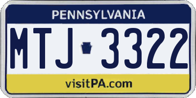 PA license plate MTJ3322