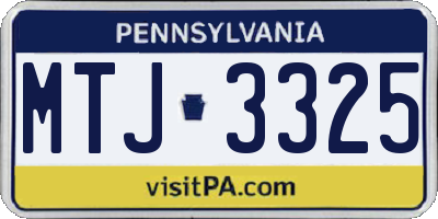 PA license plate MTJ3325