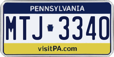 PA license plate MTJ3340