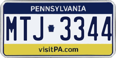 PA license plate MTJ3344