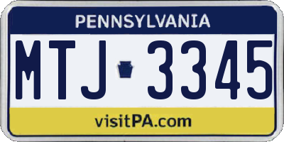 PA license plate MTJ3345
