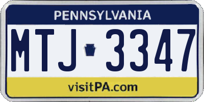 PA license plate MTJ3347