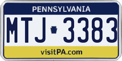 PA license plate MTJ3383
