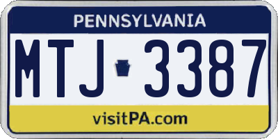 PA license plate MTJ3387