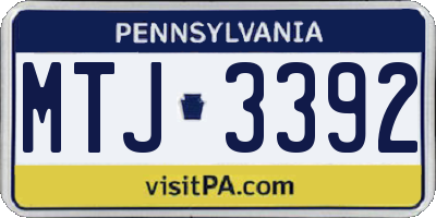 PA license plate MTJ3392