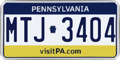 PA license plate MTJ3404