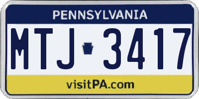 PA license plate MTJ3417
