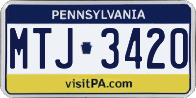 PA license plate MTJ3420