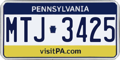 PA license plate MTJ3425