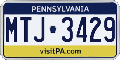PA license plate MTJ3429