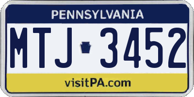 PA license plate MTJ3452
