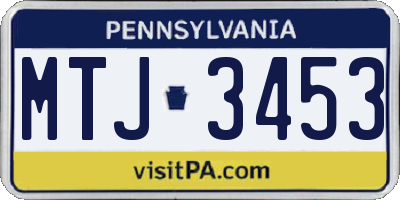 PA license plate MTJ3453