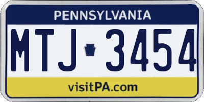 PA license plate MTJ3454