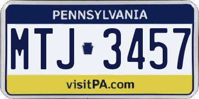 PA license plate MTJ3457