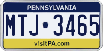 PA license plate MTJ3465