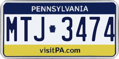 PA license plate MTJ3474