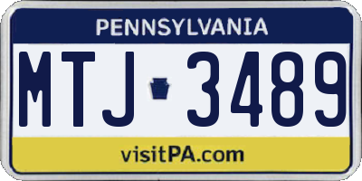 PA license plate MTJ3489