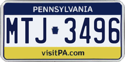 PA license plate MTJ3496