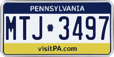 PA license plate MTJ3497
