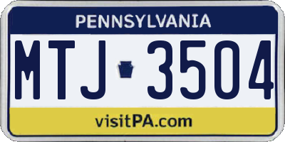 PA license plate MTJ3504