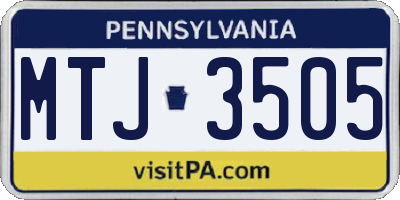 PA license plate MTJ3505