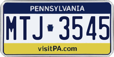 PA license plate MTJ3545