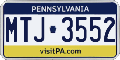 PA license plate MTJ3552