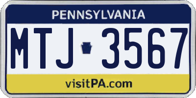 PA license plate MTJ3567