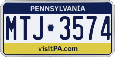 PA license plate MTJ3574