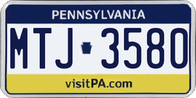 PA license plate MTJ3580