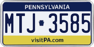 PA license plate MTJ3585