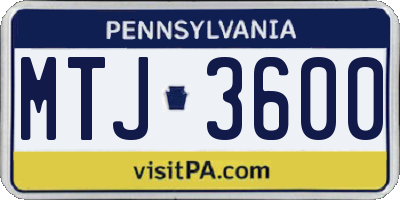 PA license plate MTJ3600