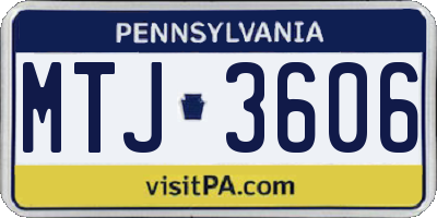 PA license plate MTJ3606
