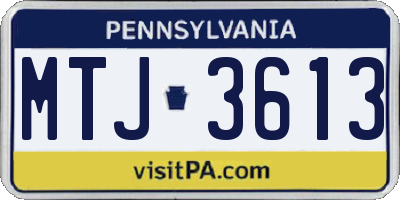 PA license plate MTJ3613
