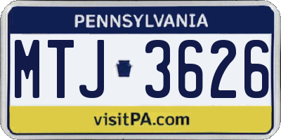 PA license plate MTJ3626