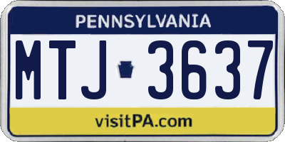 PA license plate MTJ3637