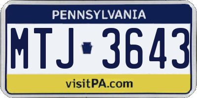 PA license plate MTJ3643