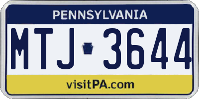 PA license plate MTJ3644