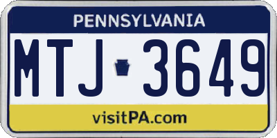 PA license plate MTJ3649