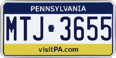 PA license plate MTJ3655