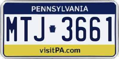PA license plate MTJ3661