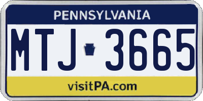PA license plate MTJ3665