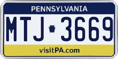 PA license plate MTJ3669