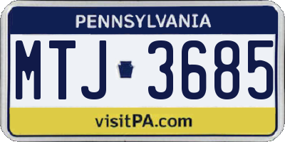 PA license plate MTJ3685