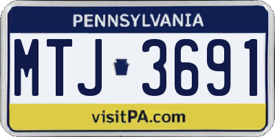 PA license plate MTJ3691
