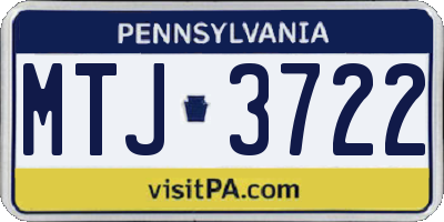 PA license plate MTJ3722